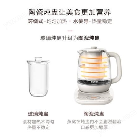 苏泊尔SW-15YJ11D养生壶1.5L煮茶器茶壶玻璃燕窝壶电热水壶电茶壶