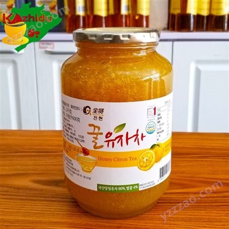 全贤 蜂蜜柚子茶2kg 韩国柚子酱果肉含量60%蜜柚茶