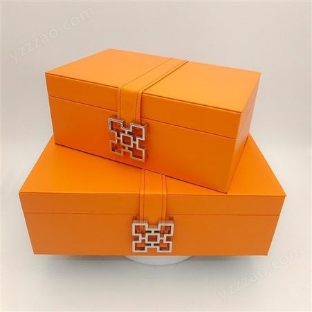 新中式样板房间首饰收纳盒木质工艺品软装摆件纯色带扣储物盒定制