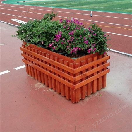 户外防腐木木质花箱花槽 移动组合式长方形花池河南花盆花箱