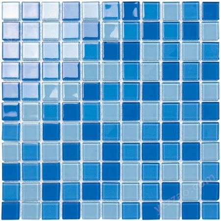 水晶玻璃马赛克玻璃马赛克厚蓝游泳池48水晶马赛克三色蓝游泳池