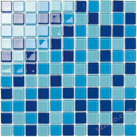 水晶玻璃马赛克玻璃马赛克厚蓝游泳池48水晶马赛克三色蓝游泳池