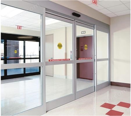 无框钢化玻璃材质 感应平移门 银行酒店感应门重叠门