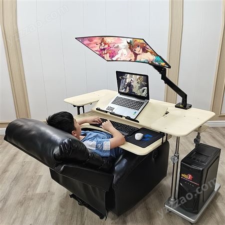 太空舱电脑桌移动升降支架家用折叠升降桌懒人桌电竞椅台式电脑桌