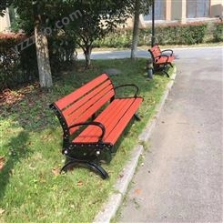 昆明铸铝材质公园椅 昆明塑木条公园 靠背双支架公园椅