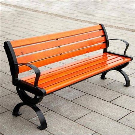 昆明公园椅材质 塑木条铸铝脚靠背椅 实木条铸铁脚条凳