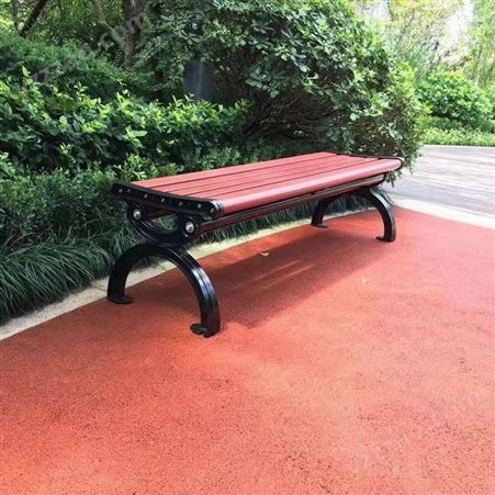 昆明公园木条靠背椅子 红色塑木条凳 公园用休闲椅子定制