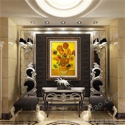 梵高向日葵客厅装饰画有框画餐厅玄关走廊壁挂欧式画