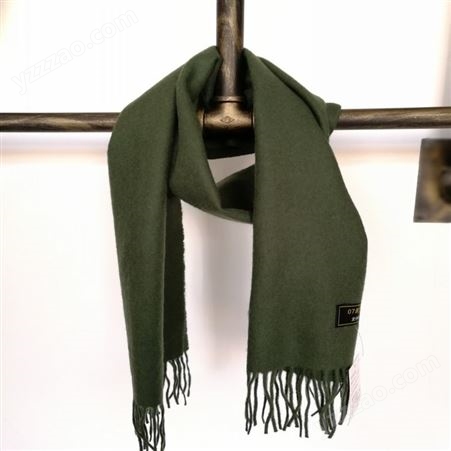 围巾现货出售 流苏细绒羊毛围巾 墨绿色围巾厂家供应