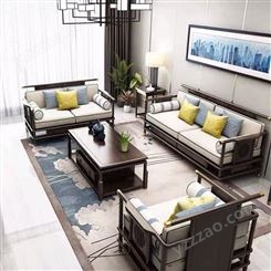 新中式实木沙发组合厂家 客厅现代轻奢沙发批发