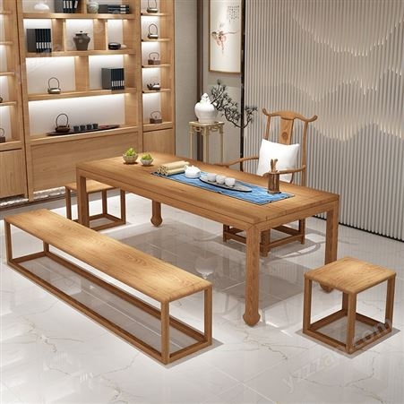 D1001新中式茶桌椅组合 实木功夫简约现代茶公茶几茶具套装生产