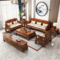 新中式实木沙发组合 非洲菠萝格家具 明清古典仿红木家具 别墅客厅酸枝木家具