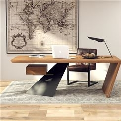 实木大板桌厂家 美式老板办公桌设计 现代简约大班台总裁桌老板桌