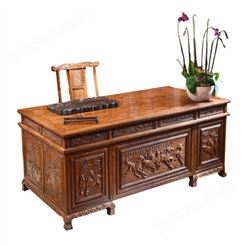 全实木书桌办公桌 老板桌家用电脑桌 办公中式书柜自由组合书桌