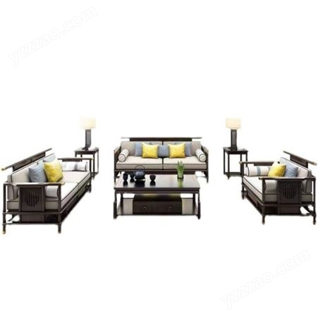 新中式实木沙发组合厂家 客厅现代轻奢沙发批发