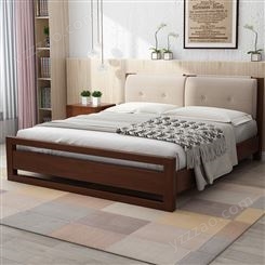 重庆北欧实木床1.8米1.5双人床 主卧现代简约家用价格 大床带软靠婚床批发