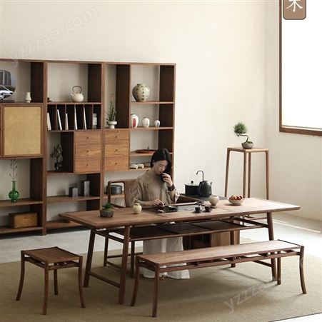 D1001新中式实木茶台 实木沙发安装视频 客厅家装实木家具