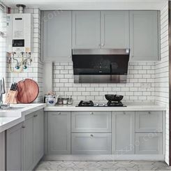 整体橱柜定做 现代简约小户型厨房灶台柜 简单组合石英石L形定制 厂家雅赫软装